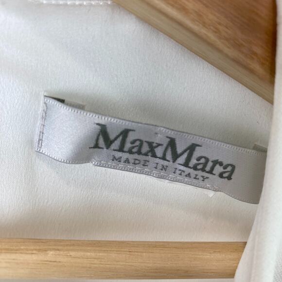 MAX MARA Estimated XS S Italy Caldeo Side Ruffle Top Sleeveless Asymmetric White - Picture 3 of 6